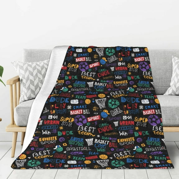 Rateoe Basketball Pattern Flannel Throw Blanket, Ultra-soft Blanket for Bed, Couch, Car, Hypoallergenic Anti-pilling blanket-40"x30"(Vertical)