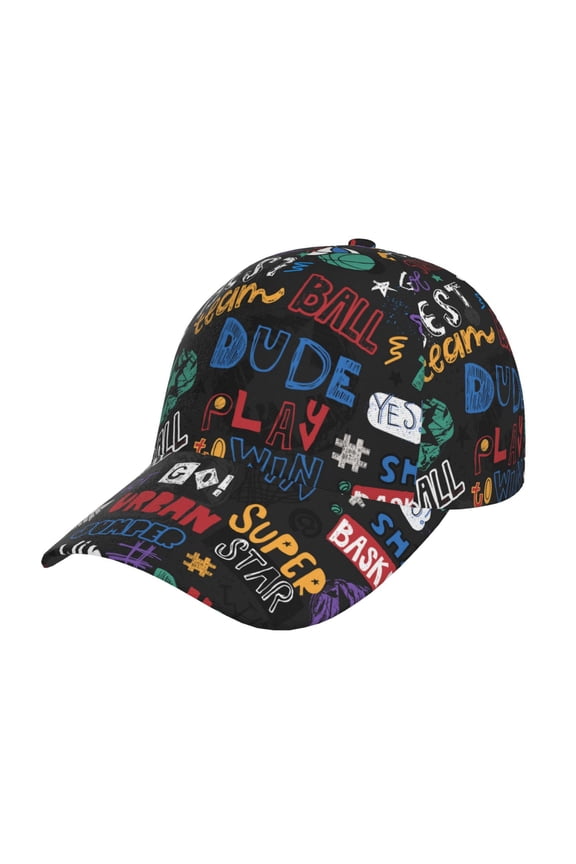 Basketball Pattern Mens Baseball Cap Adjustable Curved Brim Hat, Soft Cotton Sports Cap for Outdoor, Casual, and Everyday Wear, Comfortable & Breathable