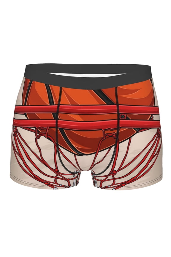 Basketball Shot Mens Boxer Briefs Poly Spandex Performance Boxer Briefs Underwear Hem Boxer Briefs - Large