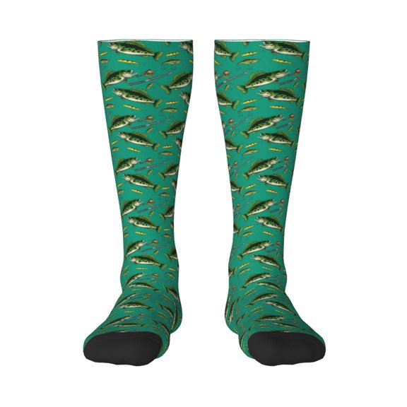 Rateoe Bass Fish Pattern Women’s Knee High Crew Socks,Trouser Socks, – Comfortable, Breathable, Moisture-Wicking and Soft