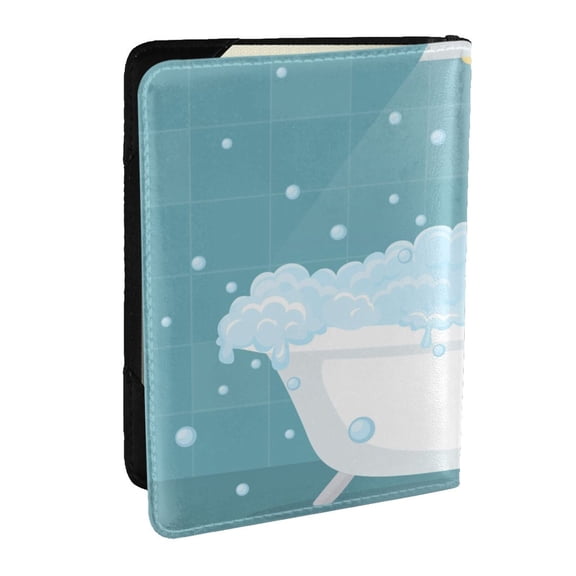 Rateoe Bathtub with Soap Bubbles Pattern Passport Holder Wallet Leather Mulit-purpose Travel Wallet Credit Cards Case ,Passport Cover for Women Men-6.5 in