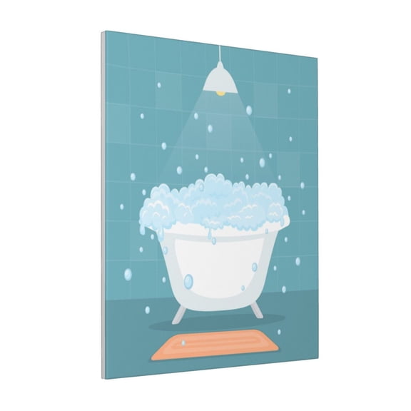Rateoe Bathtub with Soap Bubbles Pattern Decorative Picture – Unique Modern Wall Art, Ready-to-Hang Canvas Print for Home (Vertical)
