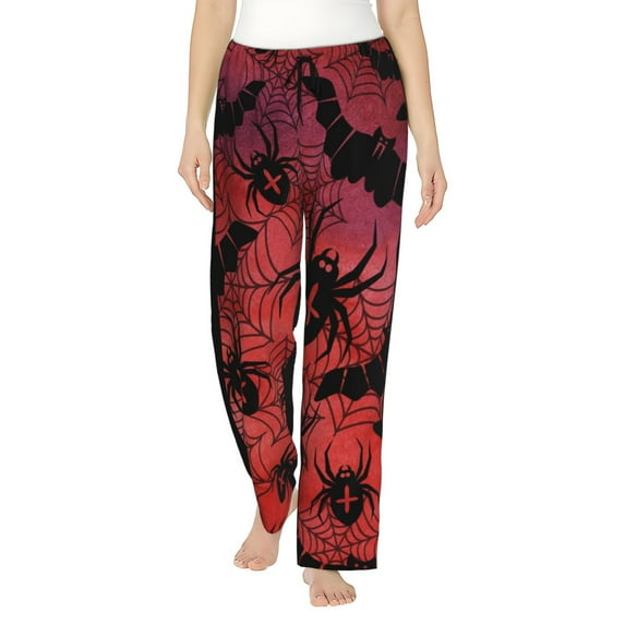 Rateoe Bats And Spiders Pattern Women’s Ultra-Soft Comfy Pajama Lounge Pants Sleepwear,Comfortable Lounge Wear,lightweight Pajamas, Casual Home Wear-Medium
