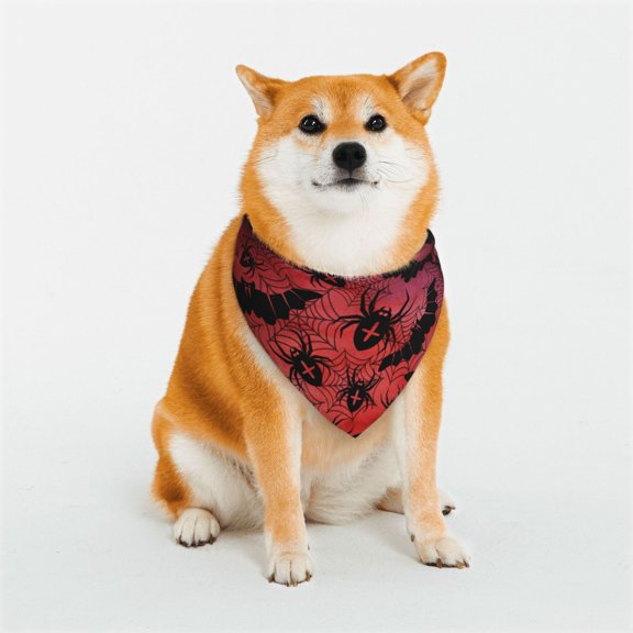 Rateoe Bats And Spiders Print Pet Scarf for Dogs and Cats – Stylish Reflective Design, Breathable & Durable Pet Bandana with Quick-Release Buckle-Large