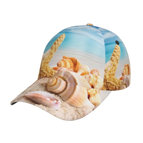 Rateoe Beach Starfish Shell Pattern Mens Baseball Cap Adjustable Curved Brim Hat, Soft Cotton Sports Cap for Outdoor, Casual, and Everyday Wear, Comfortable & Breathable