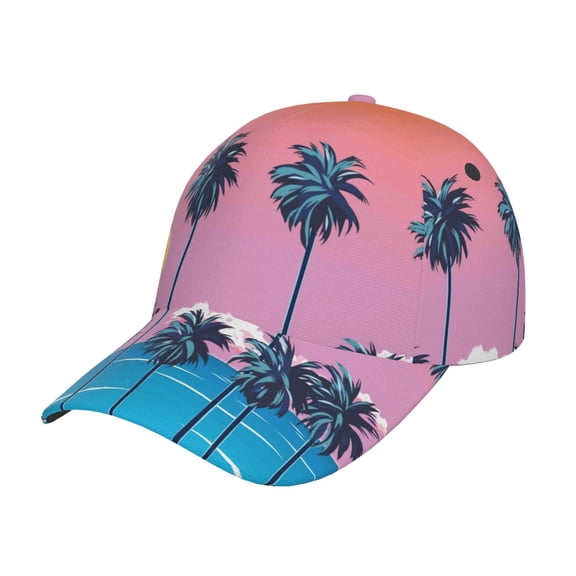 Rateoe Beach with Palm Trees Pattern Baseball Cap Outdoor Cap Mountain Dad Hat - Unstructured Soft Cotton Cap-Adjustable UV Protection Cap