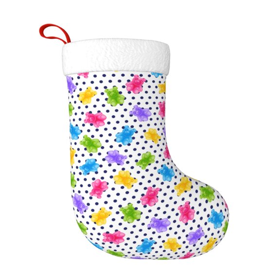 Rateoe Bear And Polka Dot Print Christmas Stockings,18 Inch Large Christmas Stockings Decoration Ornaments for Holiday Home Fireplace Indoors