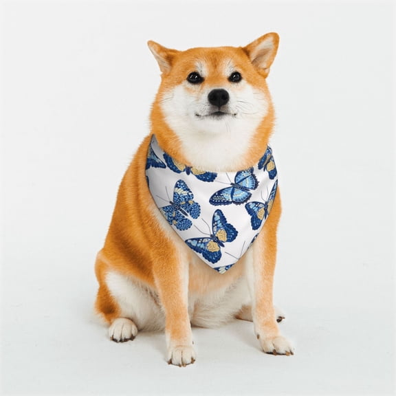 Rateoe Beautiful Butterflies Print Pet Scarf for Dogs and Cats – Stylish Reflective Design, Breathable & Durable Pet Bandana with Quick-Release Buckle-Large
