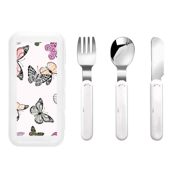 Rateoe Beautiful Butterfly for Stainless Steel Kids Silverware Set - Child and Toddler Safe Flatware - Children's Knife, Fork And Spoon Set