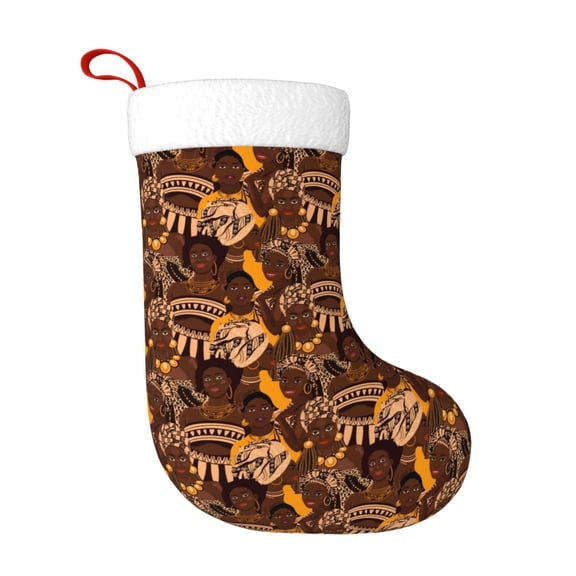 Rateoe Beautiful Ethnic African Women Print Christmas Stockings,18 Inch Large Christmas Stockings Decoration Ornaments for Holiday Home Fireplace Indoors