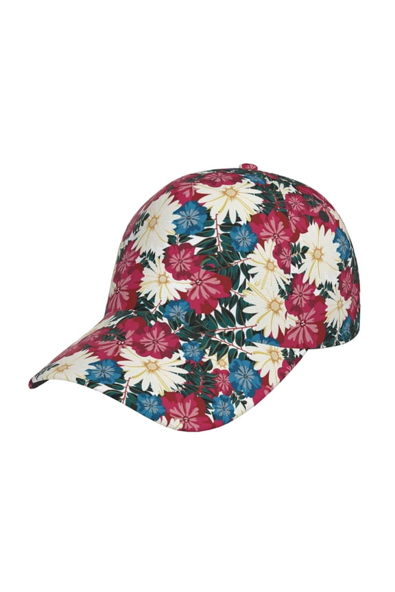 Beautiful Flower Pattern Baseball Cap Outdoor Cap Mountain Dad Hat - Unstructured Soft Cotton Cap-Adjustable UV Protection Cap