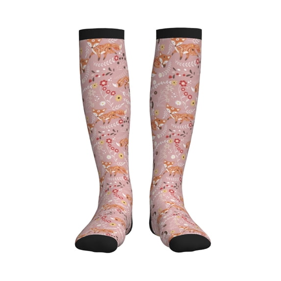 Rateoe Beautiful Fox Compression Socks for Women and Men 20-30mmHg-Circulation Support Socks Knee High Nurse Pregnant Running Medical and Travel Athletic