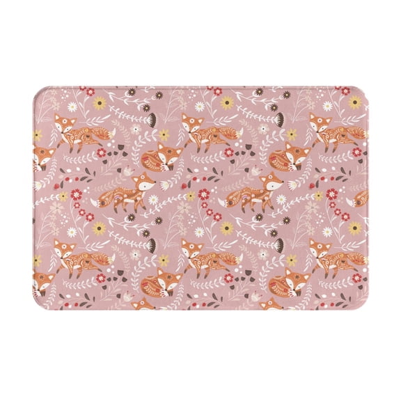 Rateoe Beautiful Fox Pattern Flannel Door Mat Indoor Outdoor Entrance, Waterproof All-Weather Doormat,Fade Resistant, Low Profile Entryway Mat 16x24in