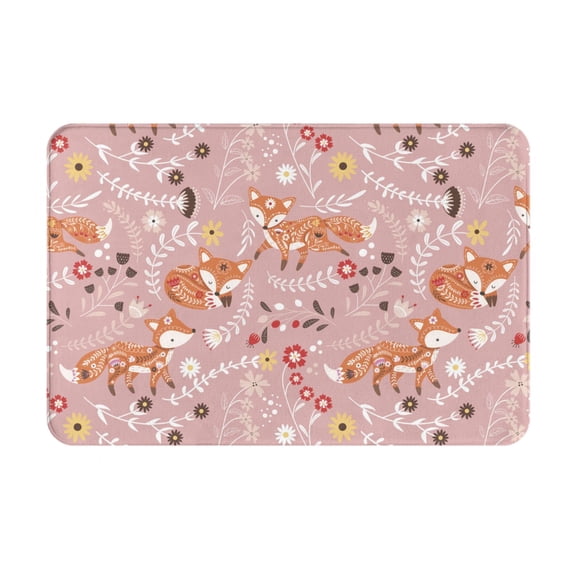 Rateoe Beautiful Fox Pattern Flannel Door Mat Indoor Outdoor Entrance, Waterproof All-Weather Doormat,Fade Resistant, Low Profile Entryway Mat 16x24in