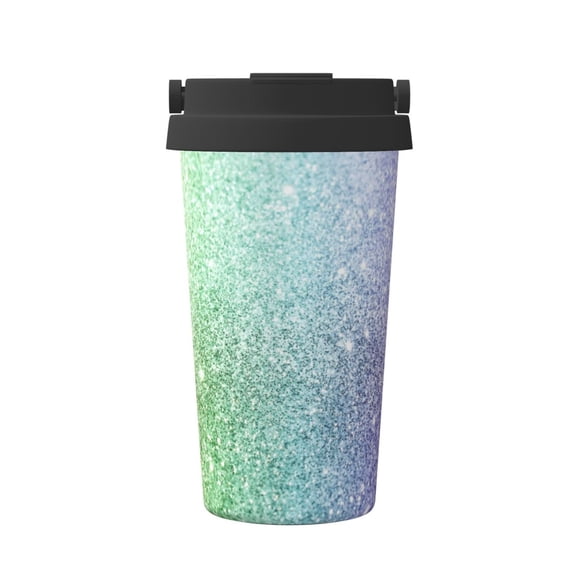 Rateoe Beautiful Glitter Pattern Travel Coffee Mug Tumbler with Flip Lid | Reusable Insulated Stainless Steel Cold Brew Iced Coffee Cup Thermos