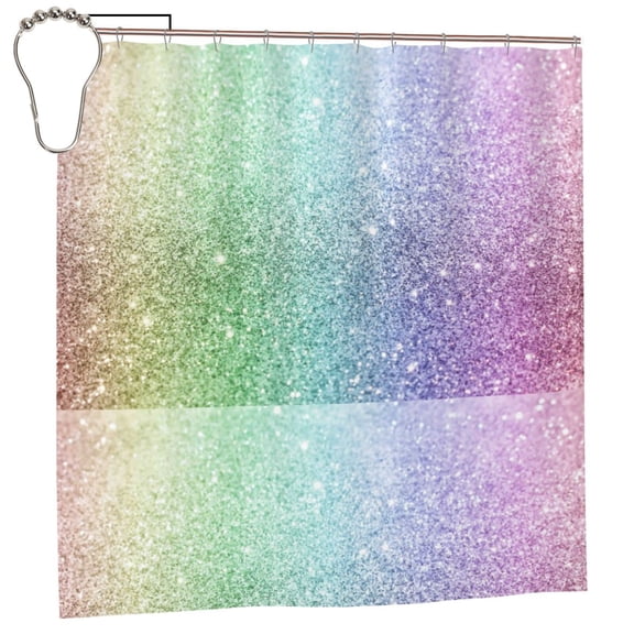 Rateoe Beautiful Glitter Shower Curtain - Fancy Bathroom Shower Curtain Sets - Waterproof Shower Curtain with Hooks with 12 Plastic Hooks 72x72 Inches