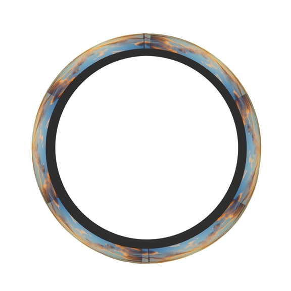 Rateoe Beautiful Golden Sunflower Field Pattern Elastic Stretch Steering Wheel Cover, Universal 15 inch, Microfiber Breathable , Anti-Slip, Odorless, Easy Carry