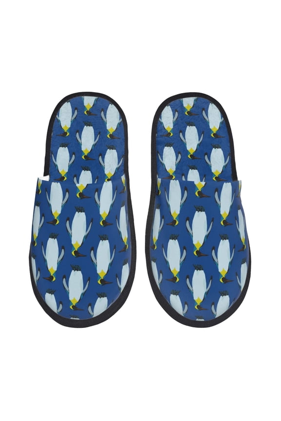Beautiful King Penguin Pattern Pattern Fuzzy Slippers Fuzzy Soft House Slippers Plush Furry Warm Cozy Open Toe Fluffy Home Shoes-Medium