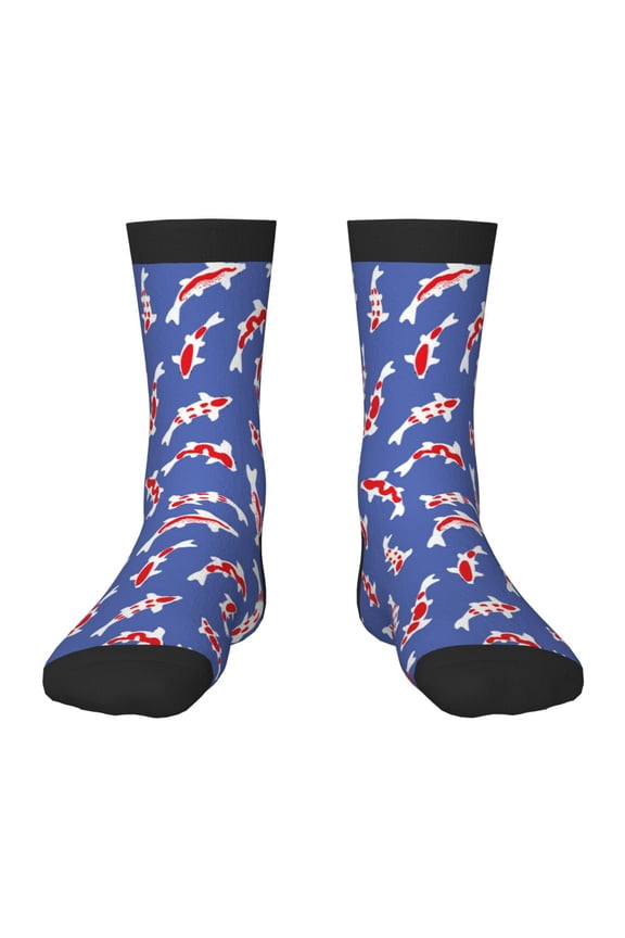 Beautiful Koi Fish Pattern Children's Socks, Socks Gifts ,kids Crew Soft Cotton Socks , Moisture-Wicking, Durable, Ideal for Daily Wear & Sports