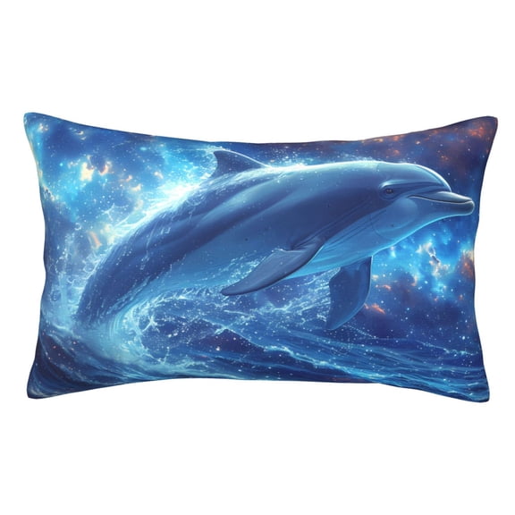 Rateoe Beautiful Ocean Dolphin Pattern Decorative Pillow Case,Throw Pillow Covers,Plush Pillow Cover,Soft Pillow Case,Velvet Pillow Case-20"x30"