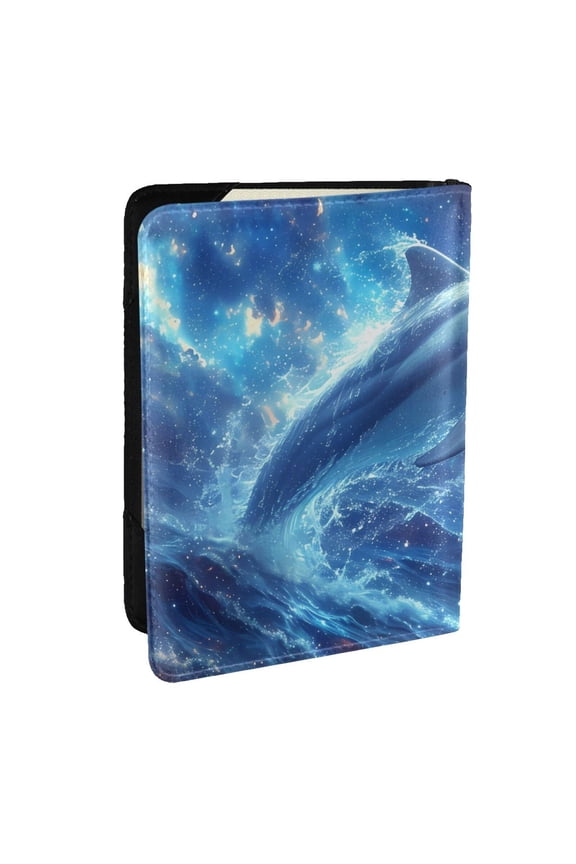 Beautiful Ocean Dolphin Pattern Passport Holder Wallet Leather Mulit-purpose Travel Wallet Credit Cards Case ,Passport Cover for Women Men-6.5 in