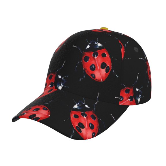Rateoe Beautiful Red Ladybug Pattern Mens Baseball Cap Adjustable Curved Brim Hat, Soft Cotton Sports Cap for Outdoor, Casual, and Everyday Wear, Comfortable & Breathable