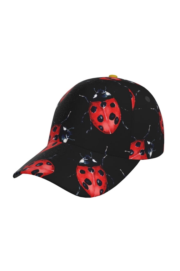 Beautiful Red Ladybug Pattern Mens Baseball Cap Adjustable Curved Brim Hat, Soft Cotton Sports Cap for Outdoor, Casual, and Everyday Wear, Comfortable & Breathable
