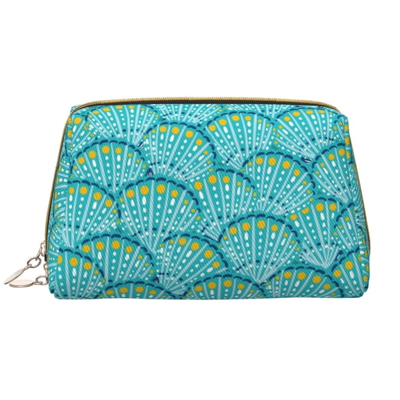 Rateoe Beautiful Seashells for Travel Makeup Bag,Large Capacity Cosmetic Bags for Women,Waterproof Portable Pouch Open Flat Toiletry Bag Make up Organizer