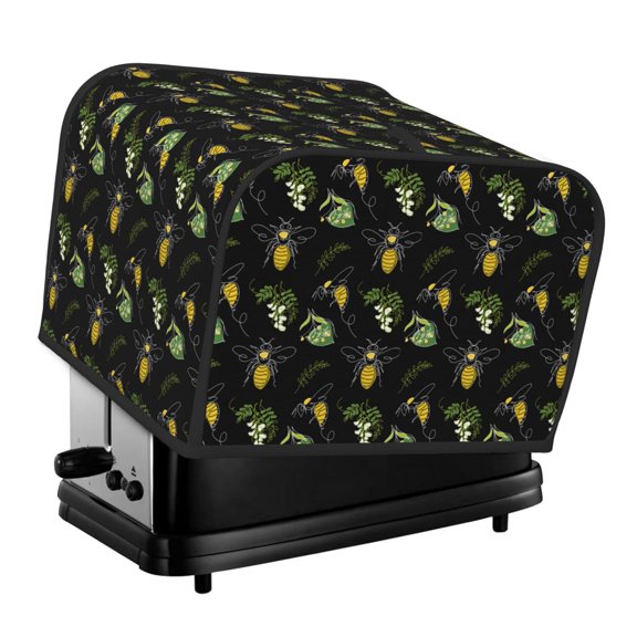 Rateoe Bee Floral Pattern Toaster Covers 4 Slice Wide Slot,Bread Machine Cover,Bread Dust Cover & Fingerprint Protection,Appliance Covers