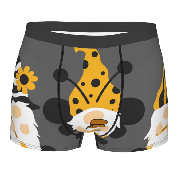Rateoe Bee Gnome With Sunflower Mens Boxer Briefs Poly Spandex Performance Boxer Briefs Underwear Hem Boxer Briefs - Medium
