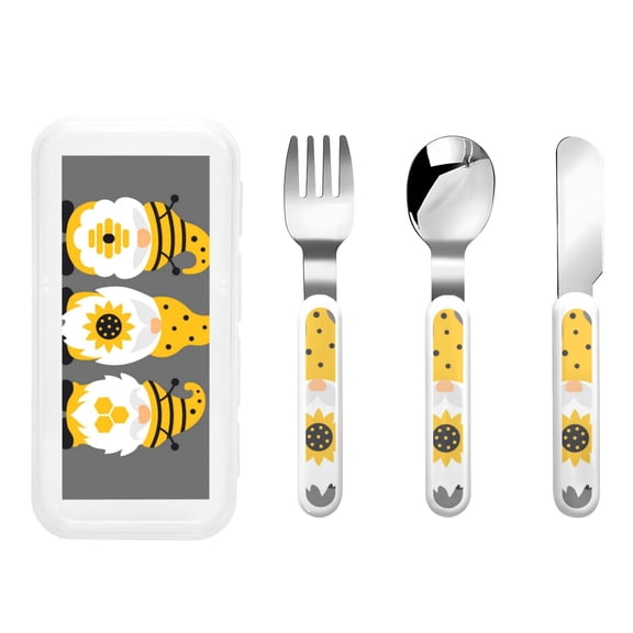 Rateoe Bee Kind for Stainless Steel Kids Silverware Set - Child and Toddler Safe Flatware - Children's Knife, Fork And Spoon Set