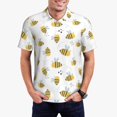 thumbnail image 1 of Rateoe Bee Pattern Men's Short Sleeve Polo Shirts, Golf Polo Shirts Short Sleeve Performance Moisture Wicking Dry-3X-Large, 1 of 6