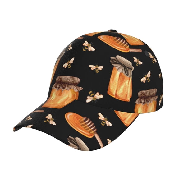 Rateoe Bee and Honey Pattern Baseball Cap Outdoor Cap Mountain Dad Hat - Unstructured Soft Cotton Cap-Adjustable UV Protection Cap