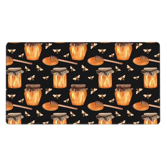 Rateoe Bee and Honey Print Mouse Pad - Extended Large Gaming Mousepad,Non-Slip Stitched Edge,16x29.5 Inch