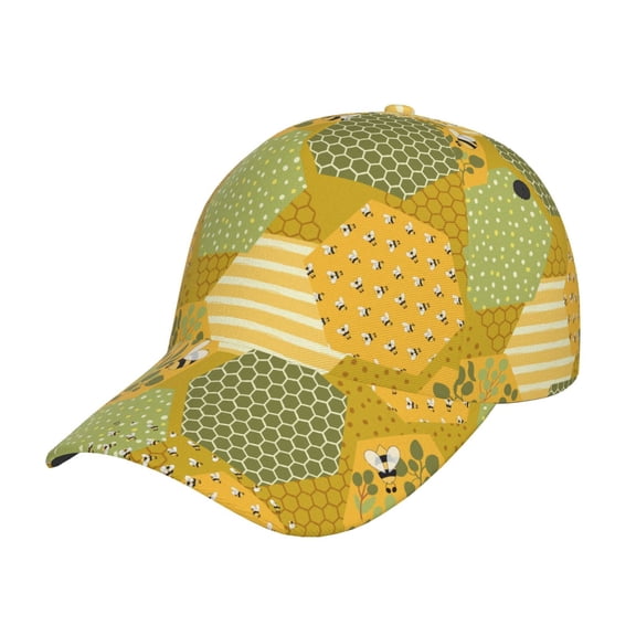 Rateoe Bee honey Pattern Mens Baseball Cap Adjustable Curved Brim Hat, Soft Cotton Sports Cap for Outdoor, Casual, and Everyday Wear, Comfortable & Breathable