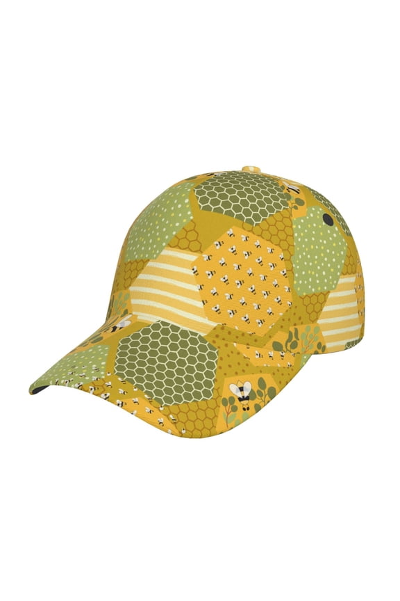 Bee honey Pattern Mens Baseball Cap Adjustable Curved Brim Hat, Soft Cotton Sports Cap for Outdoor, Casual, and Everyday Wear, Comfortable & Breathable