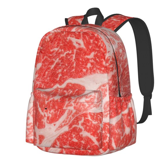 Rateoe Beef Steaks Pattern Student Backpack,Backpack for School,Lightweight Bag,Travel Backpack,Outdoor Backpack,Large Capacity Backpack