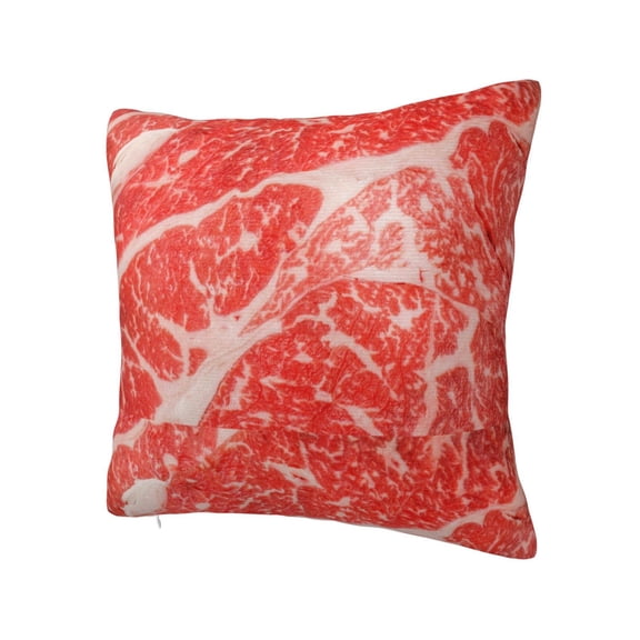 Rateoe Beef Steaks Pattern Throw Pillow Cover Premium Pillow Stuffer Sham Square for Decorative Cushion Bed Couch Sofa(Pillow insert not included)