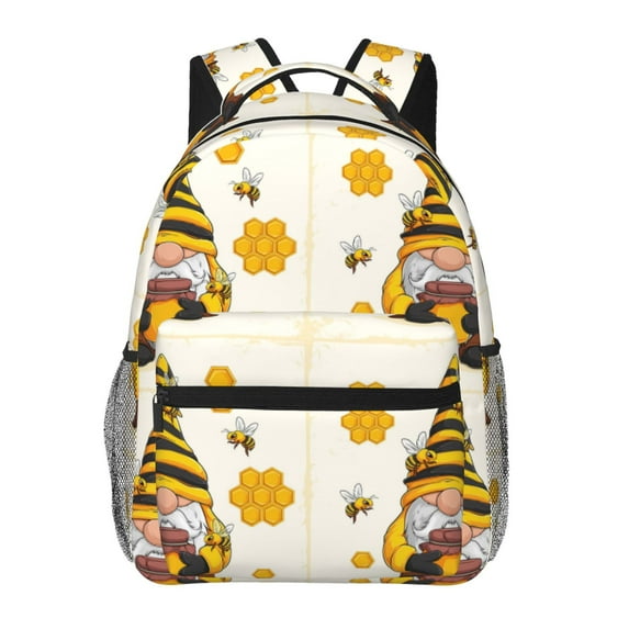 Rateoe Beekeeper Gnome Holding A Glass Pattern Casual Backpack for School, Work, Travel – Adjustable Straps, Multiple Compartments – Ergonomic Design, Fits Laptops and Tablets