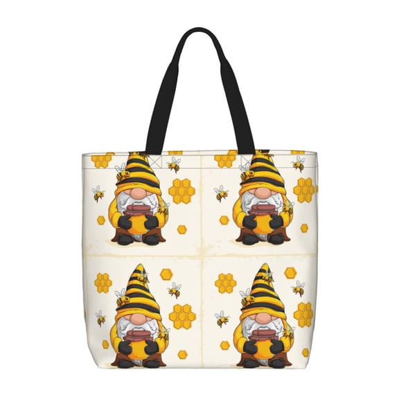 Rateoe Beekeeper Gnome Holding A Glass Print Lightweight Tote Bag for Women, Water-Resistant Shoulder Bag with Zipper, Spacious Casual Handbag for Work, School, Shopping