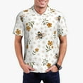 thumbnail image 1 of Rateoe Bees And Flowers Pattern Men's Short Sleeve Polo Shirts, Golf Polo Shirts Short Sleeve Performance Moisture Wicking Dry-Small, 1 of 6