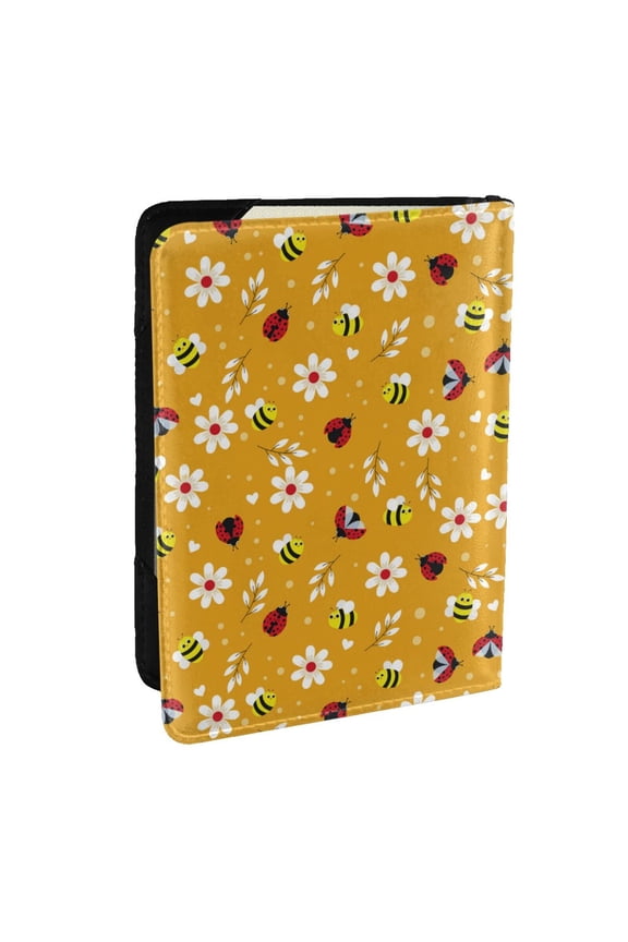 Bees And Ladybug Pattern Passport Holder Wallet Leather Mulit-purpose Travel Wallet Credit Cards Case ,Passport Cover for Women Men-6.5 in