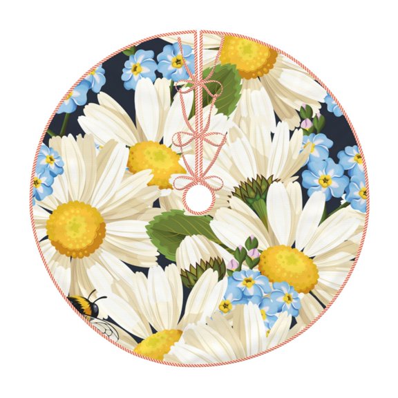 Rateoe Bees Collecting Nectar Pattern Christmas Tree Skirt with Ties , Christmas Tree Decorations, Farmhouse Christmas Decor Xmas Holiday Decorations-36"