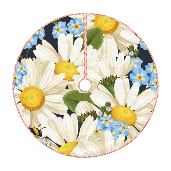 Rateoe Bees Collecting Nectar Pattern Christmas Tree Skirt with Ties , Christmas Tree Decorations, Farmhouse Christmas Decor Xmas Holiday Decorations-