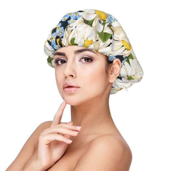 Rateoe Bees Collecting Nectar Pattern Silk Satin Hair Bonnet for Sleeping, Adjustable Sleep Cap Turban for Women , Curly Straight Hair Long Large Braid