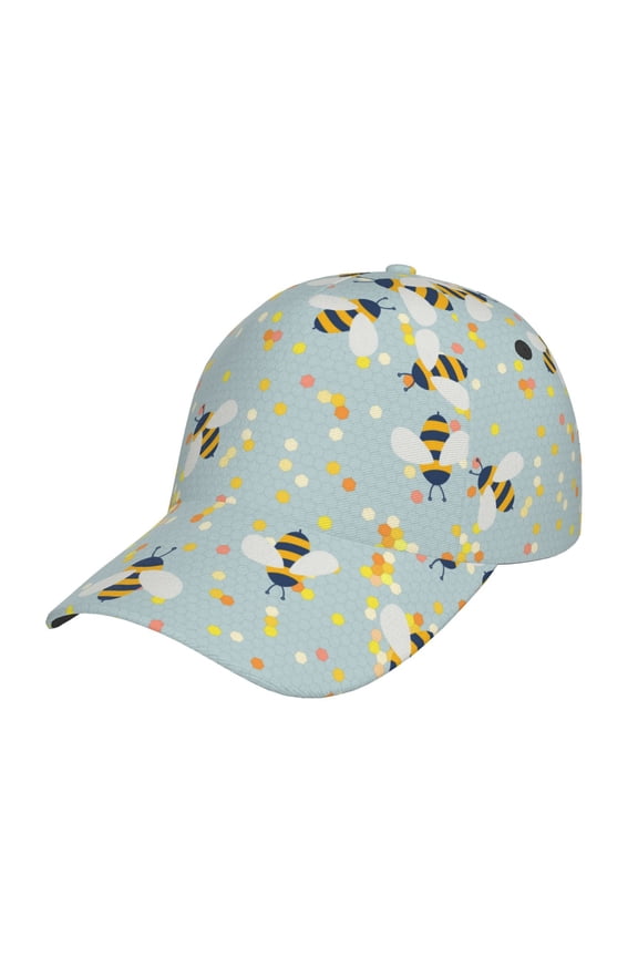 Bees Pattern Baseball Cap Outdoor Cap Mountain Dad Hat - Unstructured Soft Cotton Cap-Adjustable UV Protection Cap