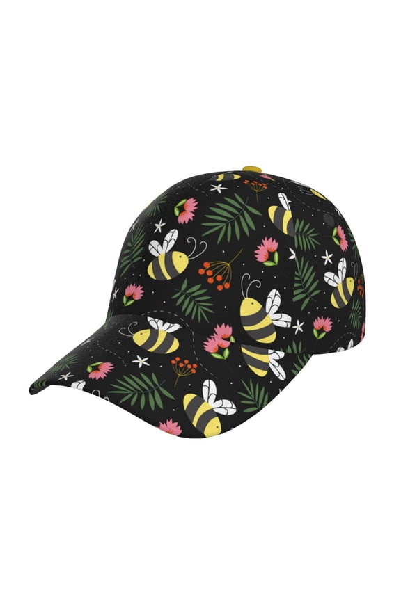Bees Pattern Baseball Cap Outdoor Cap Mountain Dad Hat - Unstructured Soft Cotton Cap-Adjustable UV Protection Cap