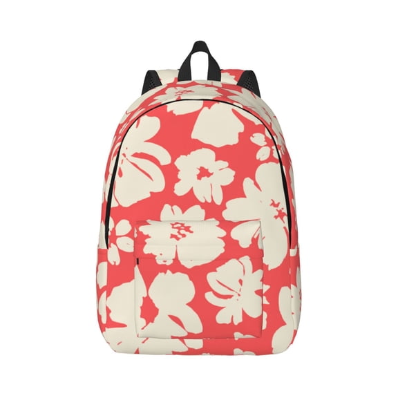 Rateoe Beige Flowers Pattern Canvas College Laptop Backpack,Travel Daypack,Durable Rucksack Travel Notebook Bag School Backpack Book Bag for Men Women-Medium