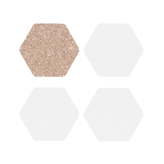 Rateoe Beige Sparkling Glitter Drawing Drink Coasters Set of 4 Leather Coasters Spill Protection for Table Desk,Durable and Non Slip Leather Coaster ,4 Inches Drink Mats-Hexagon