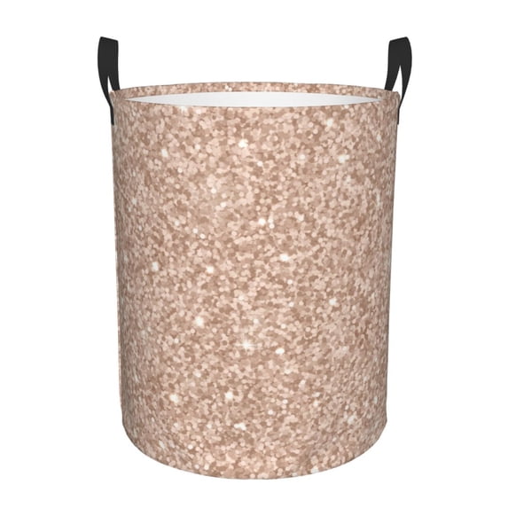 Rateoe Beige Sparkling Glitter Pattern Round Laundry Hamper Basket, Tall Hamper Basket for Blanket Storage, Nursery Clothes Hamper for Laundry in Bedroom and College Dorm-Medium
